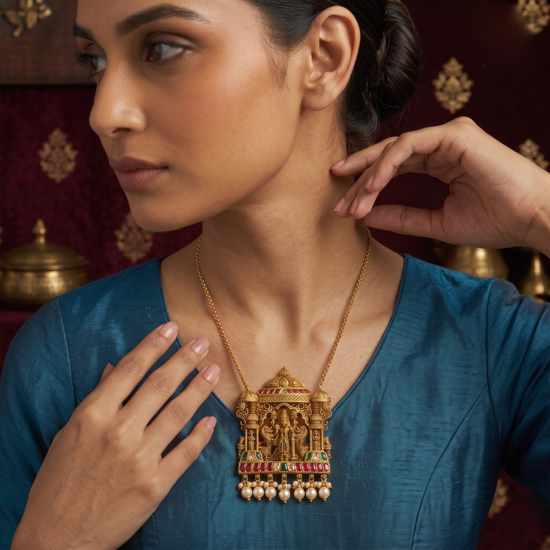 18kt Gold Antique Temple Pendant