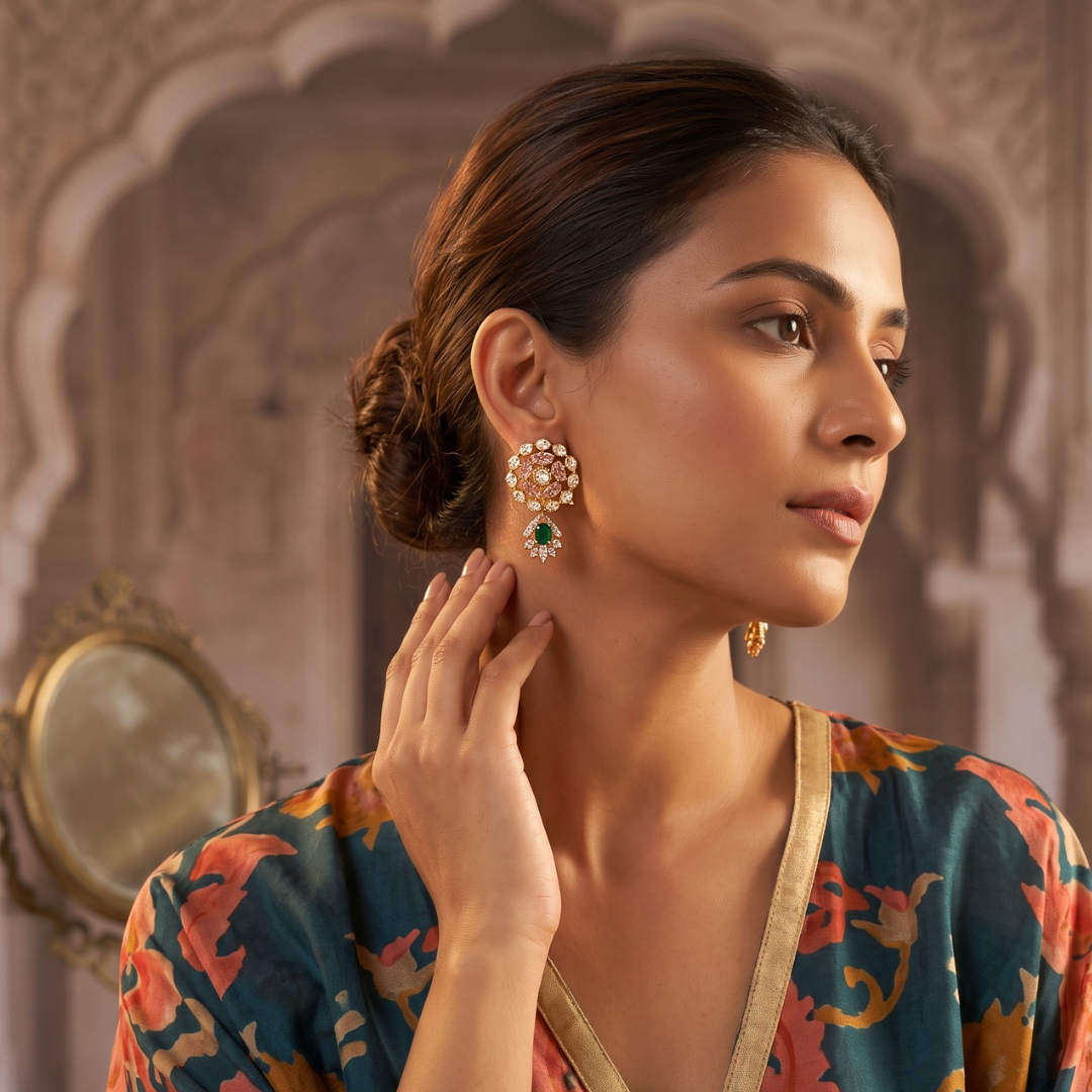 Emerald Bloom Drop Earrings