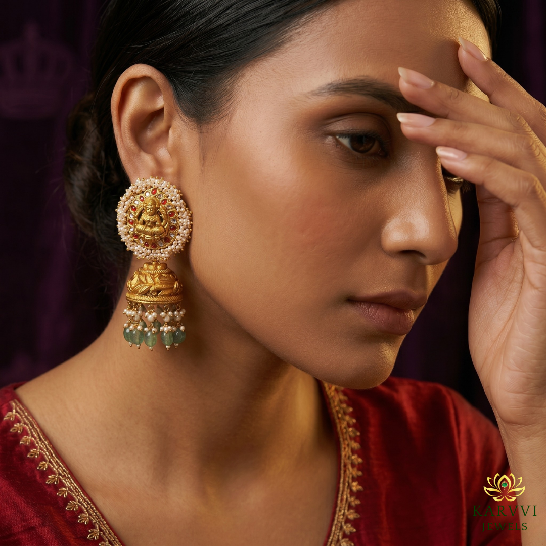 18kt Gold Goddess Lakshmi Earrings