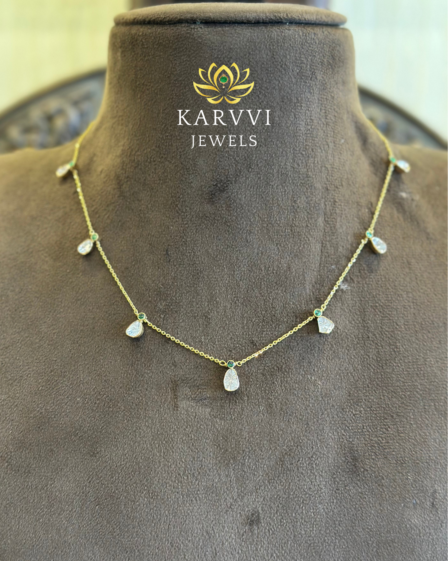 18kt Gold Polki Charm Chain