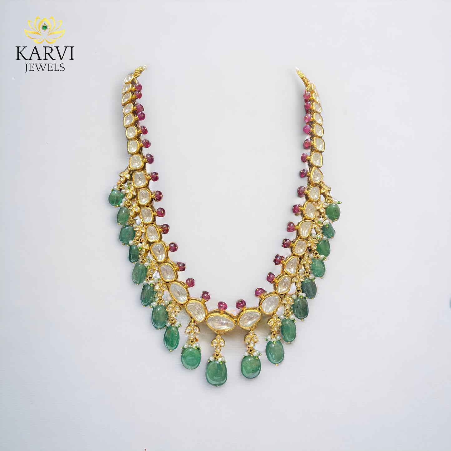 Enchanted Elegance: Gold & Polki Diamond Necklace