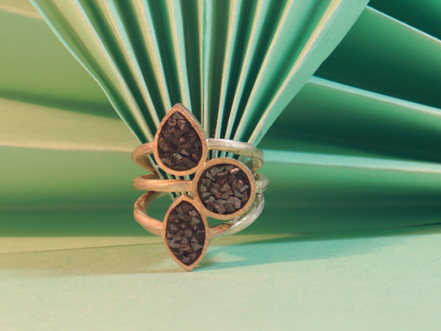 92.5 Silver Gold Plated Polki Ring