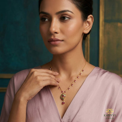 18kt Gold Navratan Pendant Chain
