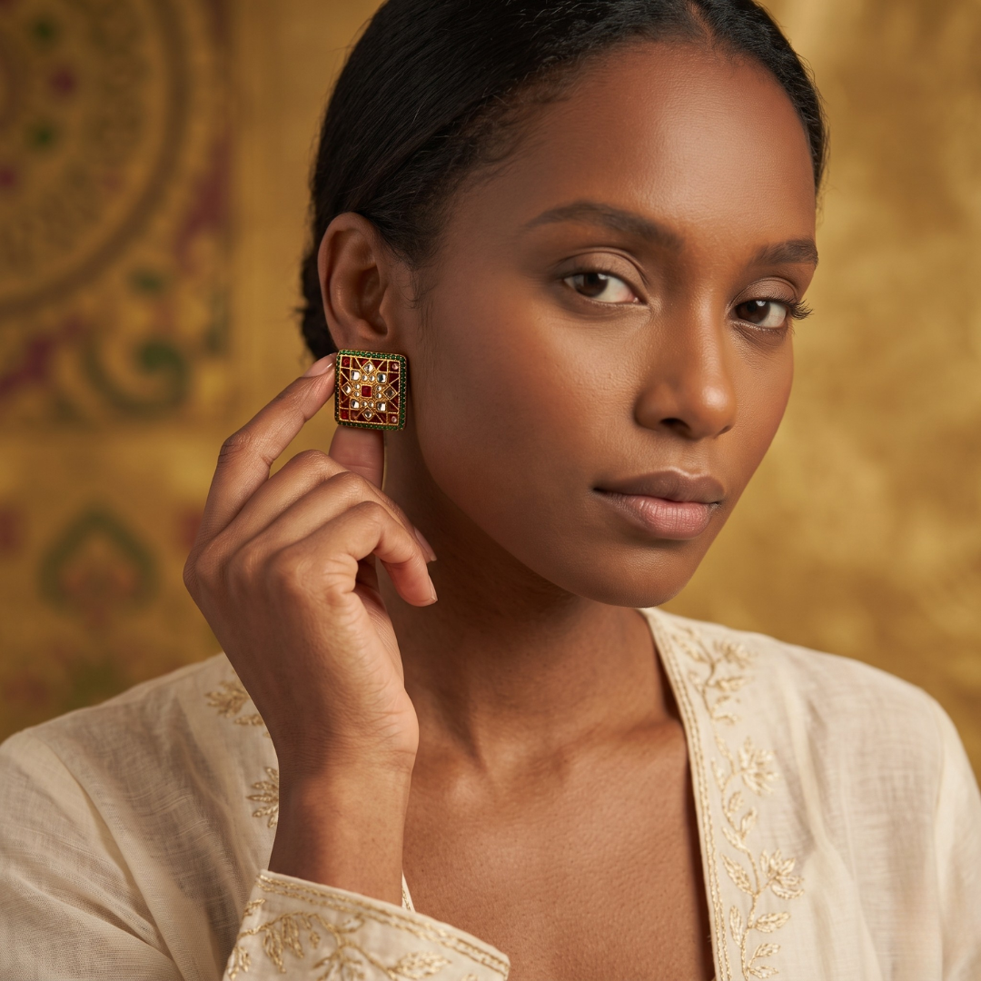 18k Gold Polkik Stud Earrings