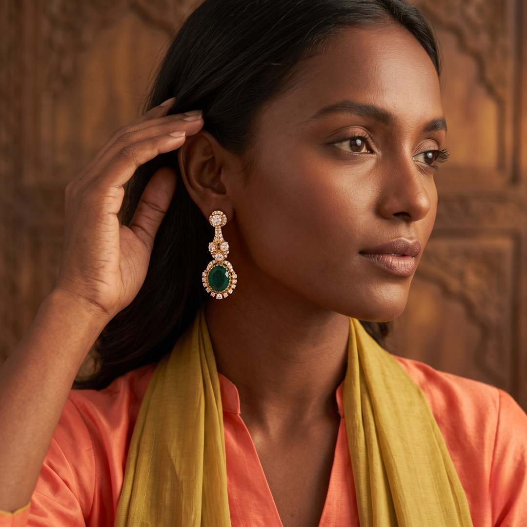 Emerald Aura Drop Earrings