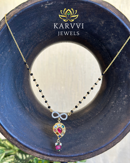 18kt Gold jadau Infinity Bond Mangalsutra