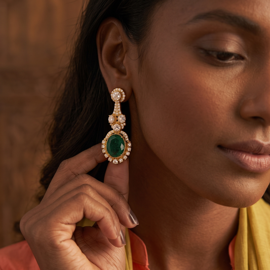 Emerald Aura Drop Earrings