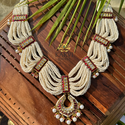 18k Gold Necklace with Ruby-Encrusted Geometric Motifs