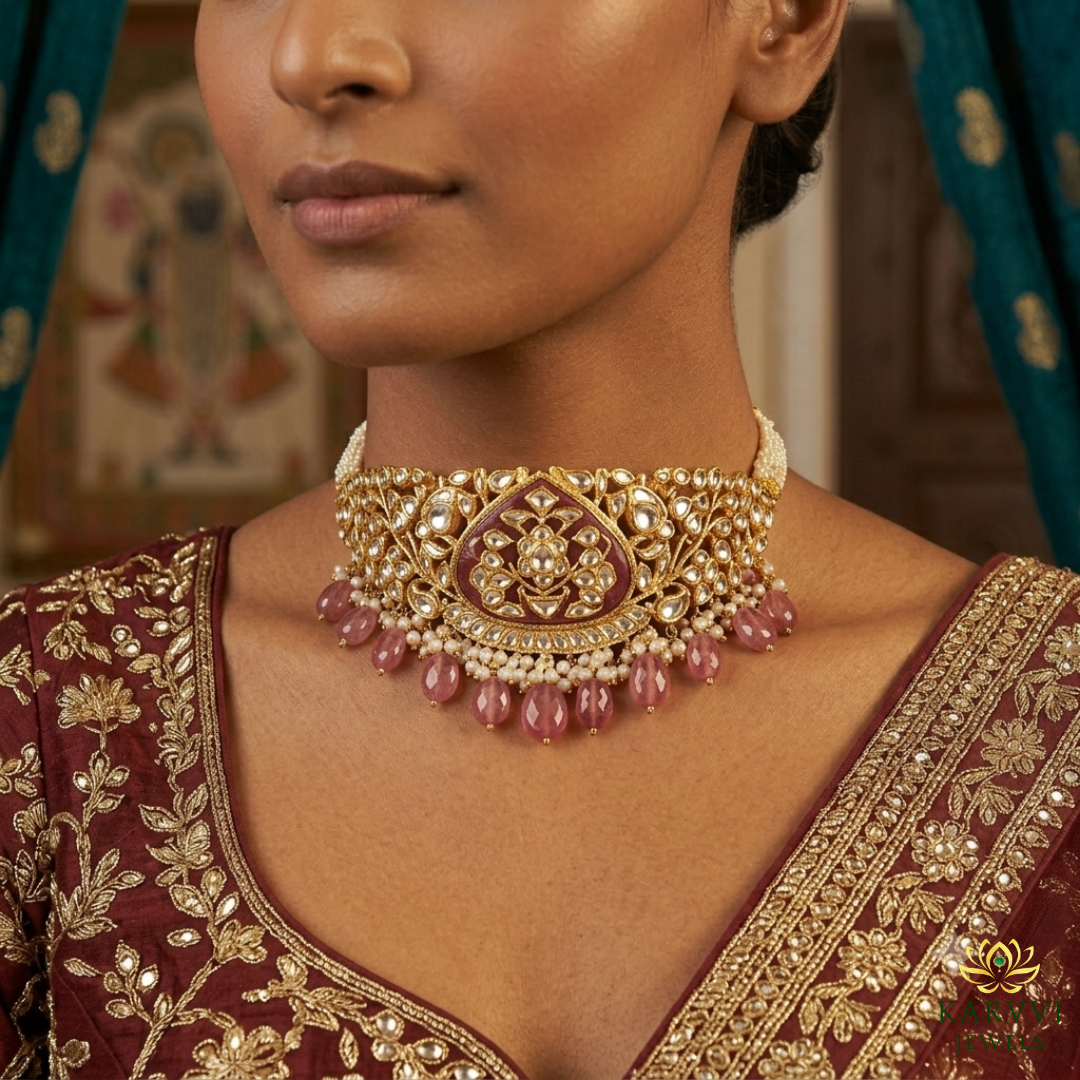 18kt Gold Polki Diamond Bridal Choker