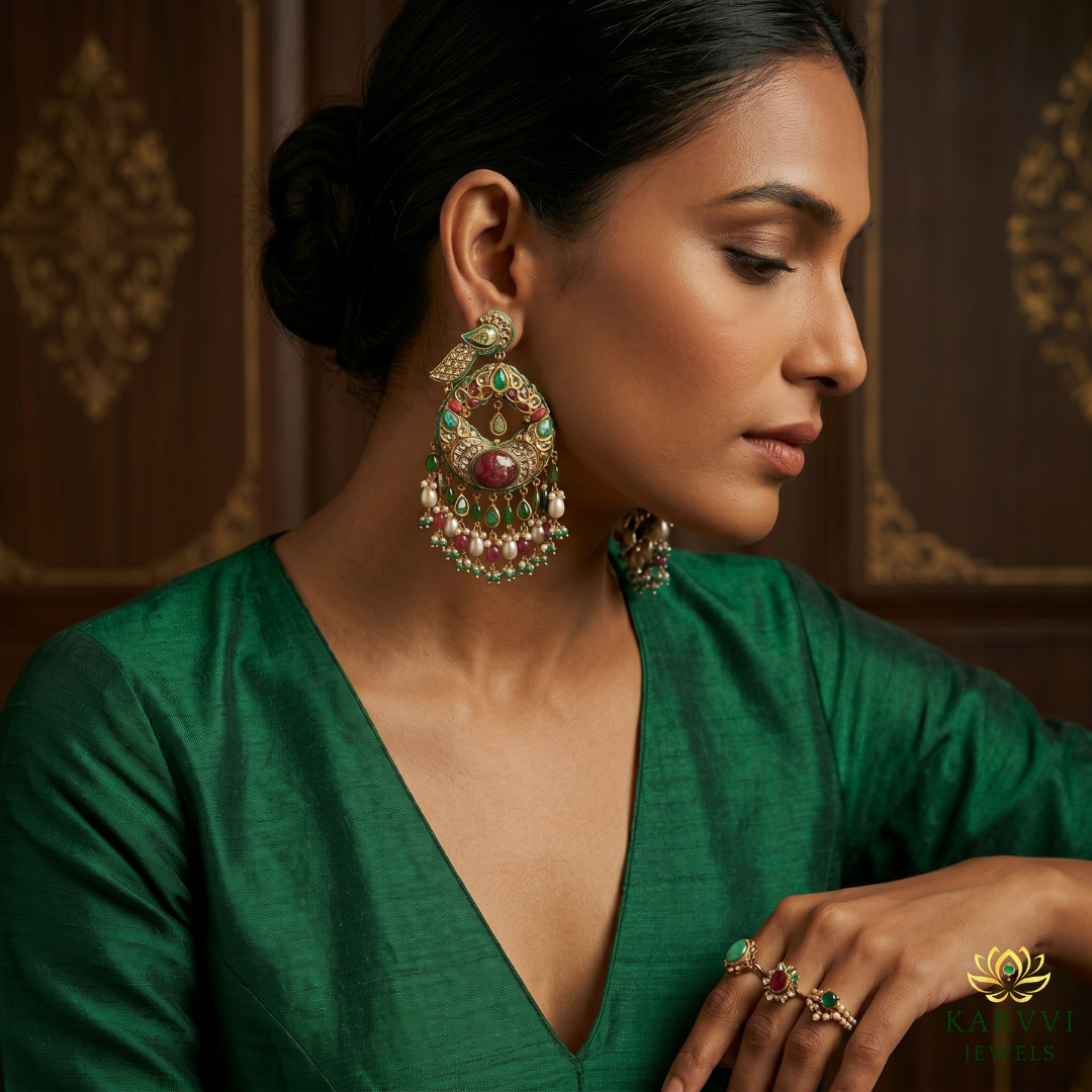 18kt Gold Peacock Earrings