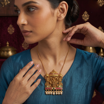 18kt Gold Antique Temple Pendant