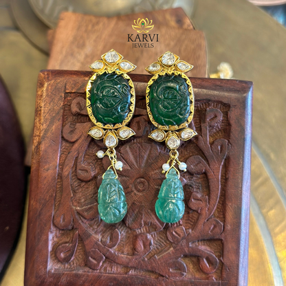 Indulge in Opulence:18kt Gold Stone Earrings
