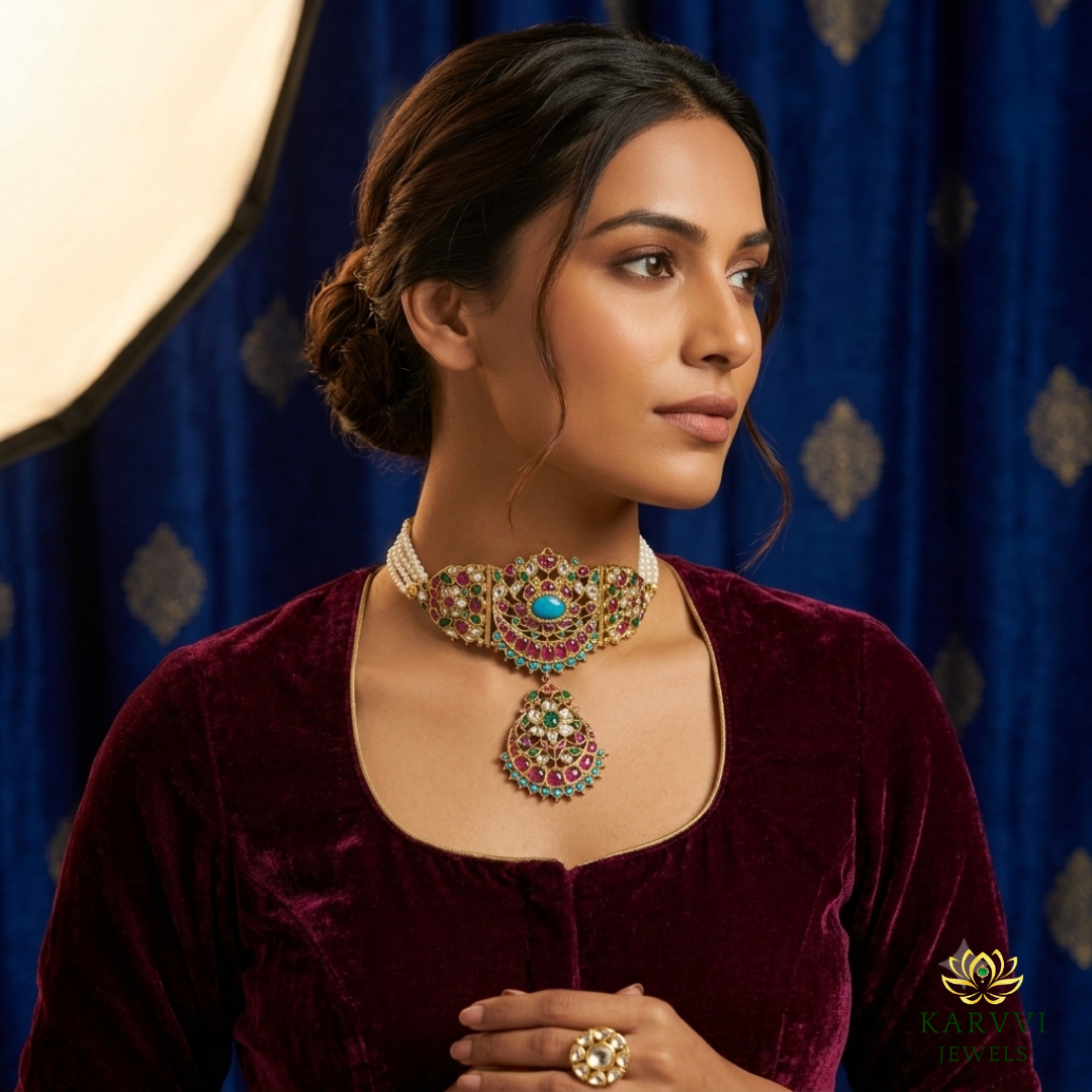 18kt Gold Jadau Choker with