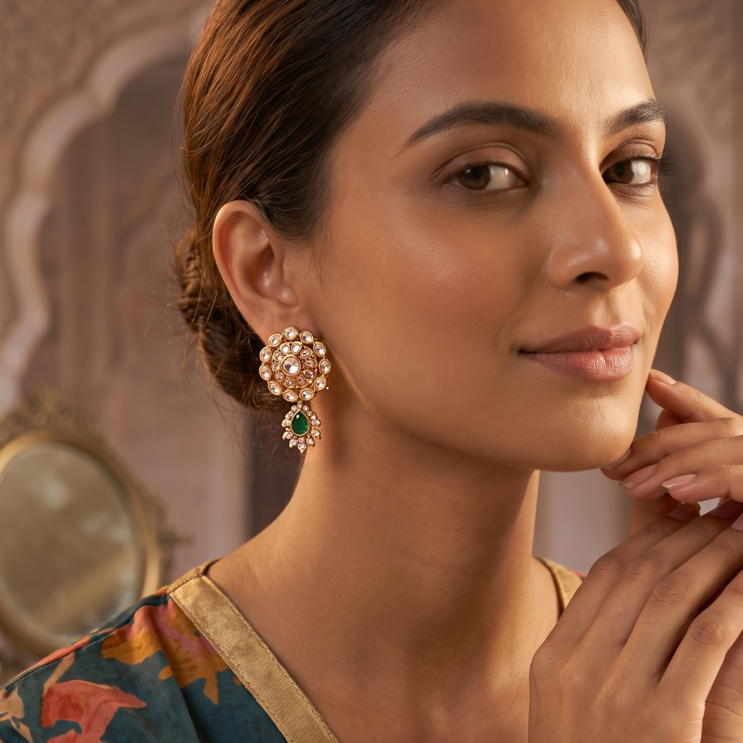 Emerald Bloom Drop Earrings