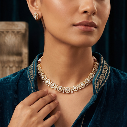 Emerald Halo Necklace Set