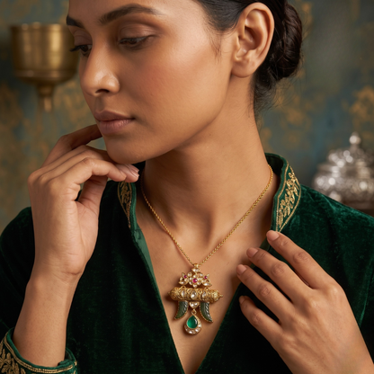 18kt Gold Pendant with Natural Gemstones