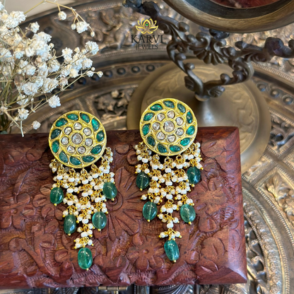 18kt Gold Circular Earrings with Puhai Work