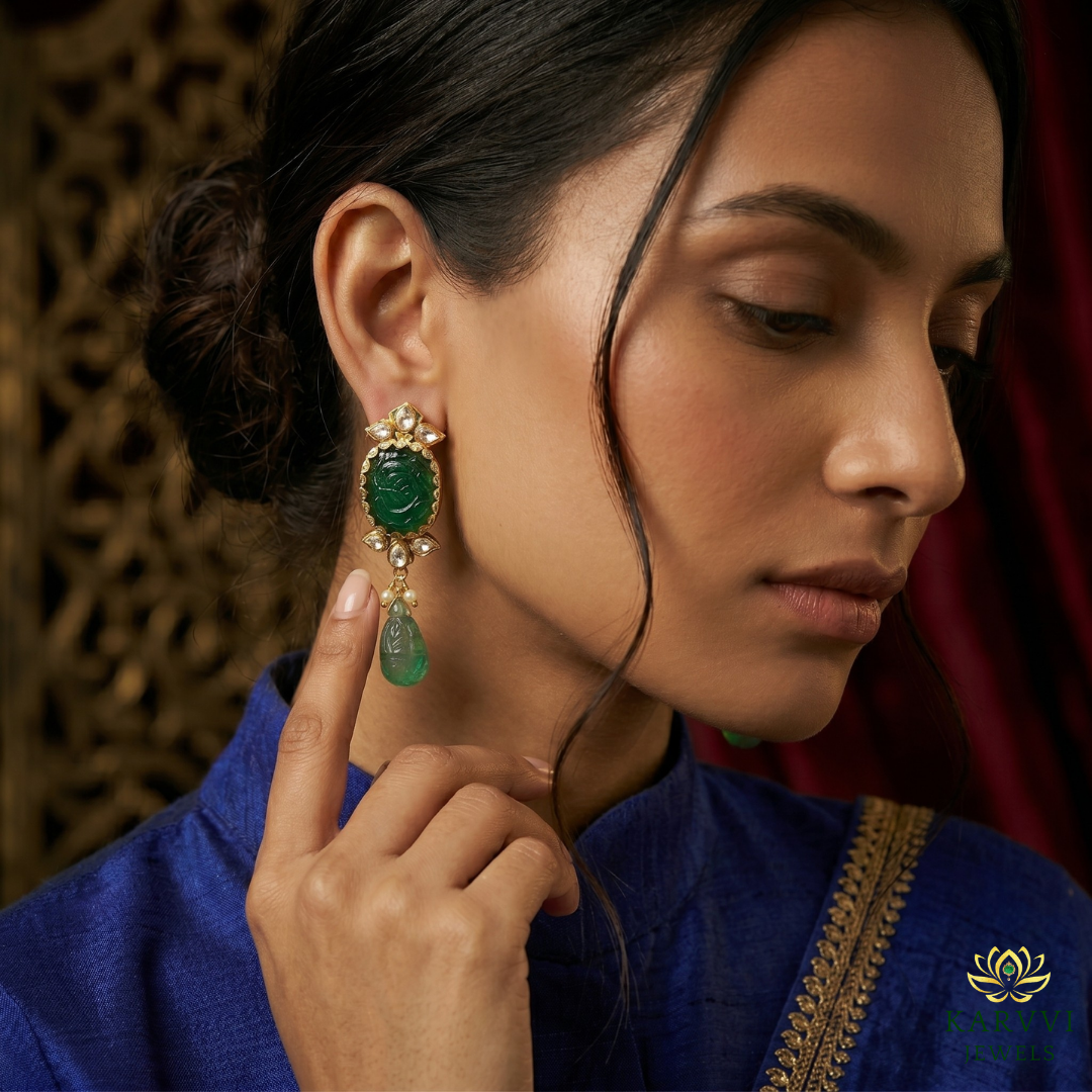 Indulge in Opulence:18kt Gold Stone Earrings