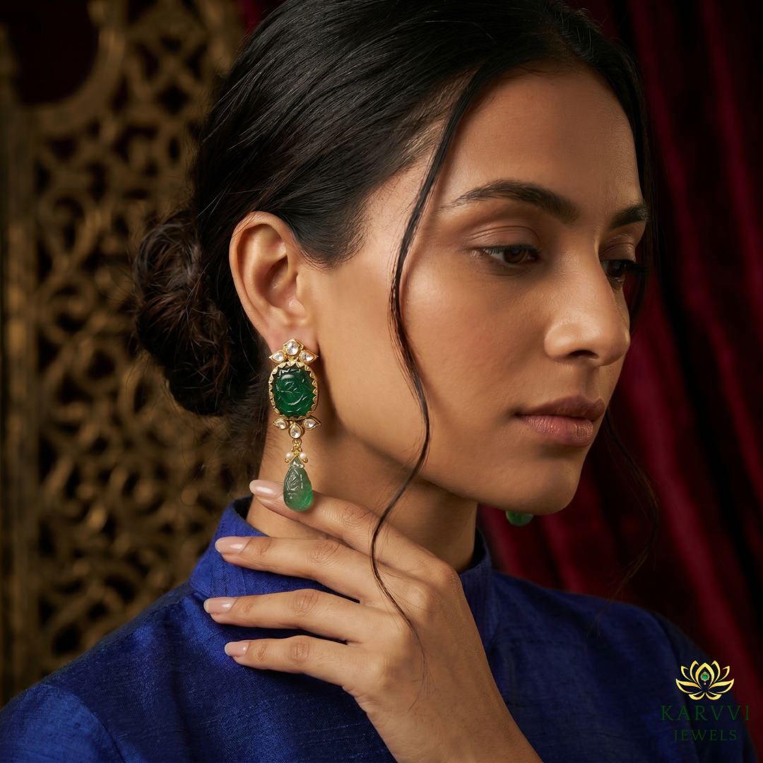 Indulge in Opulence:18kt Gold Stone Earrings