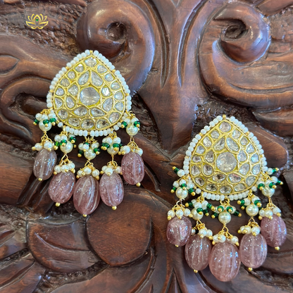 18kt Gold Polki Studs - Heritage Hues