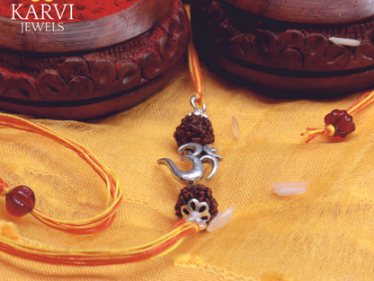 92.5 Silver OM Real Rudraksha Rakhi