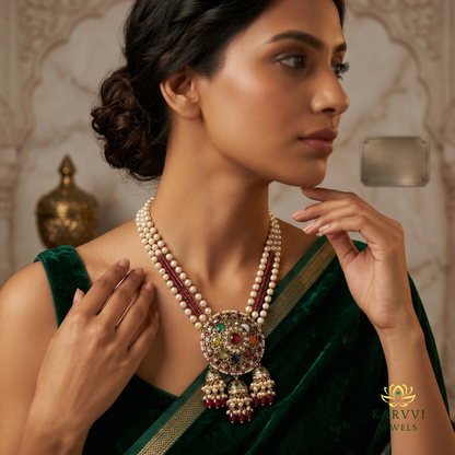 Navratan Gold Necklace – A Celestial Elegance