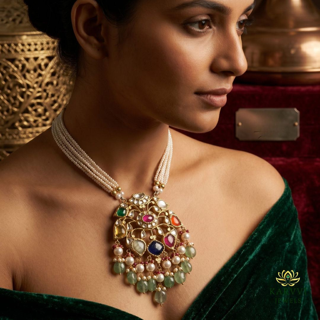 The Navratan Gold Necklace - Nature’s Elegance