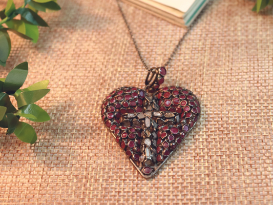 92.5 Silver Ruby and Polki Cross pendant