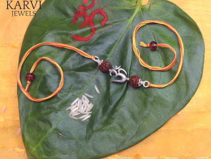 92.5 Silver OM Real Rudraksha Rakhi