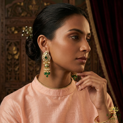 18k Gold Polki Jhumka Earrings