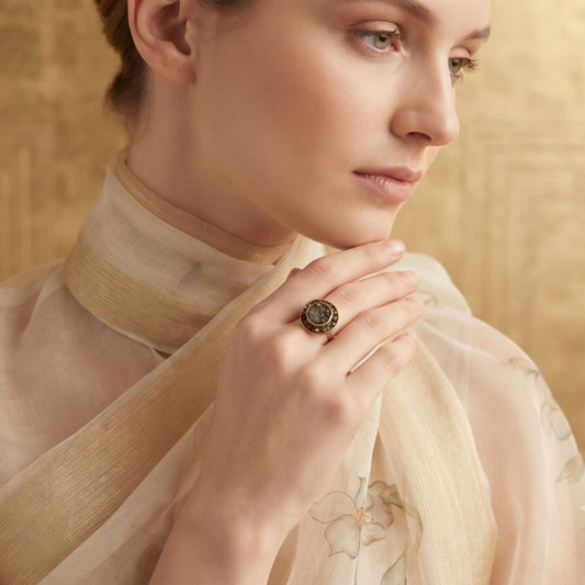 92.5 Silver Gold Plated Polki Ring