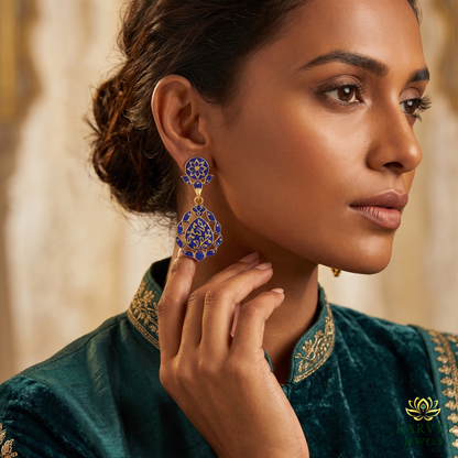 Unforgettable Glamour: 18kt Gold Polki Meena Detachable Earrings