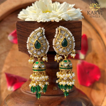 18k Gold Polki Jhumka Earrings