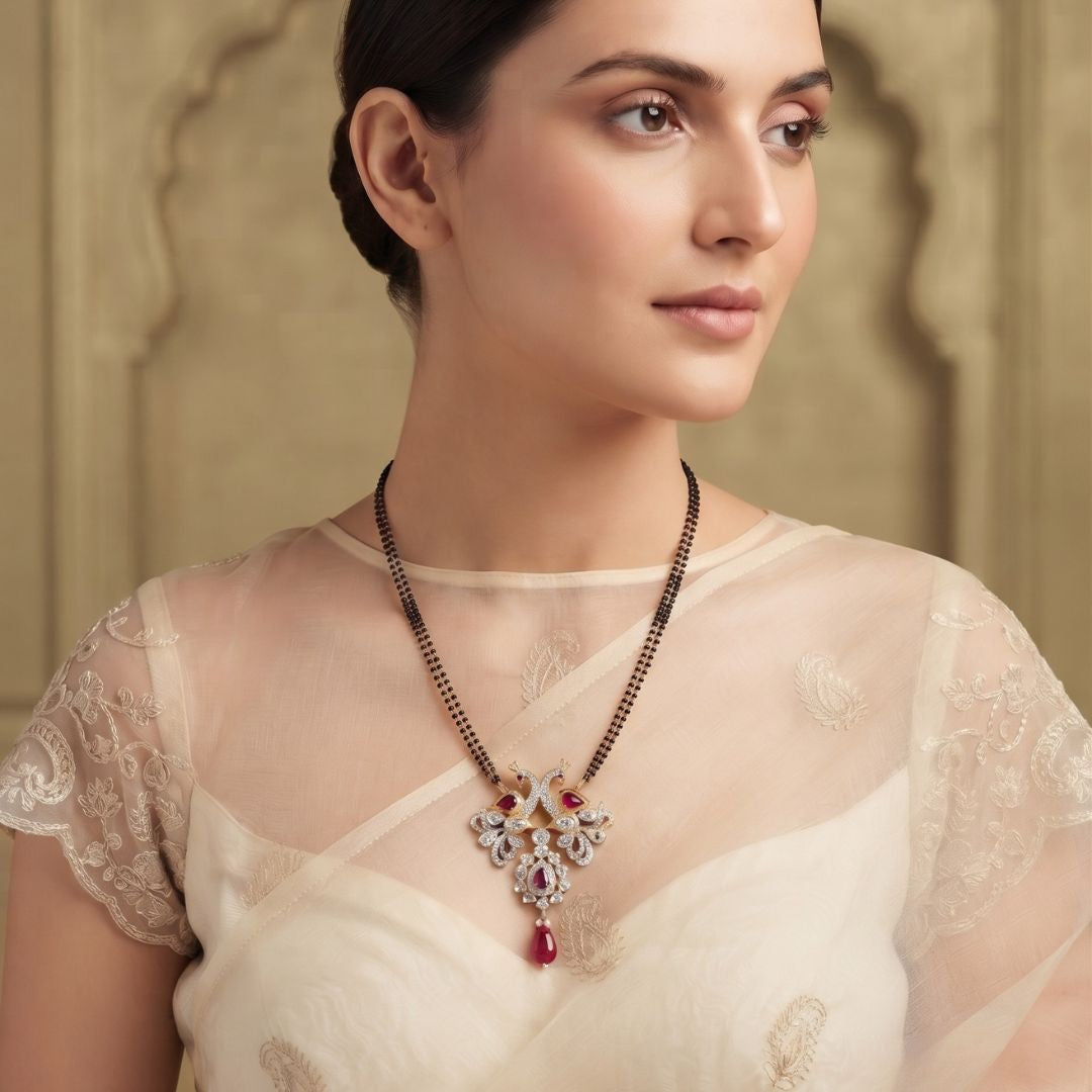 Silver Heartbeat Peacock Necklace