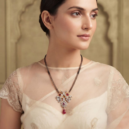 Silver Heartbeat Peacock Necklace