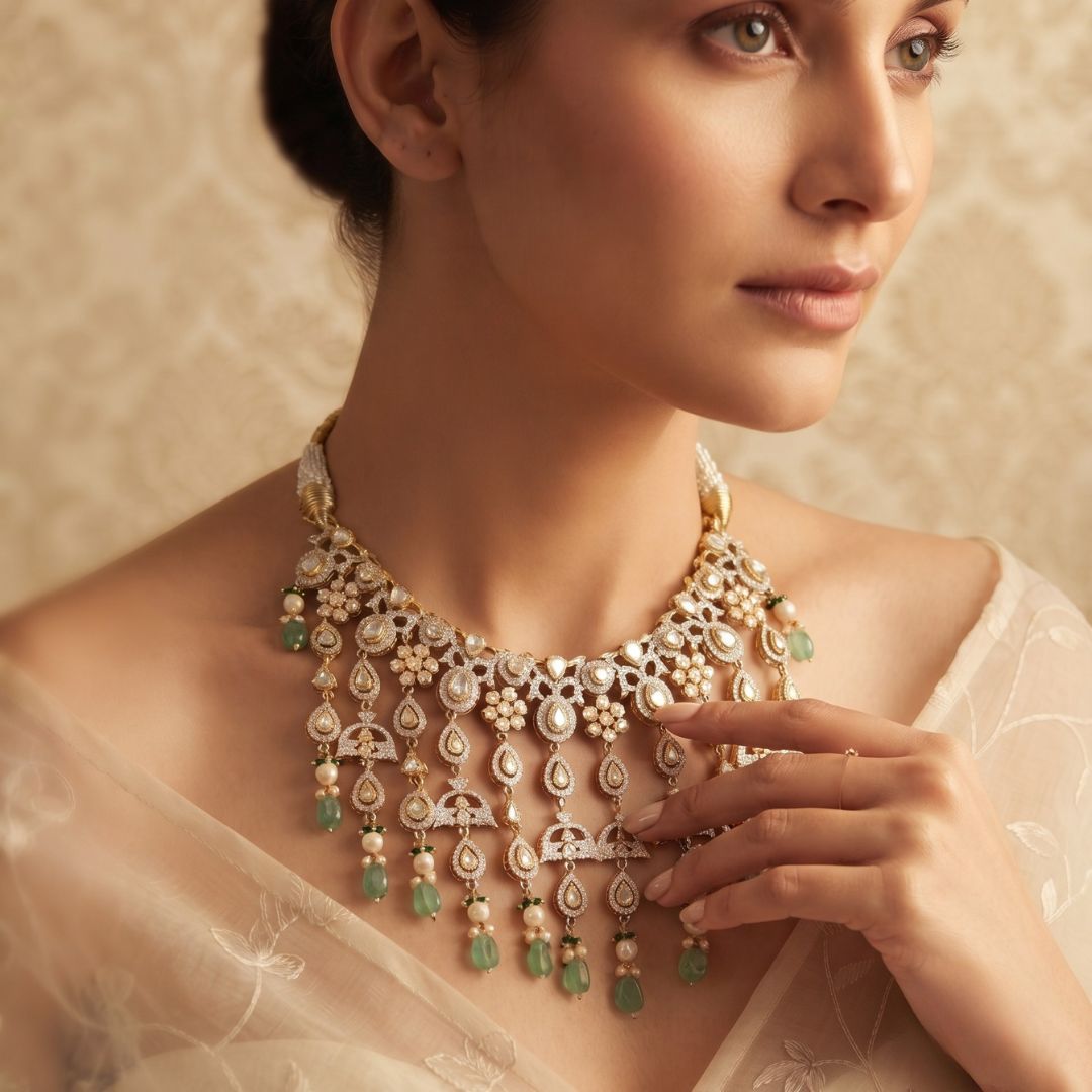 Regal Victorian Moissanite Bridal Necklace