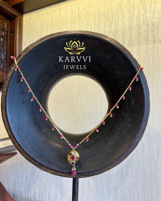 18kt Gold Navratan Pendant Chain