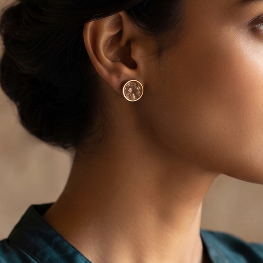 925 Silver Polki Diamond  Gold Plated Studs
