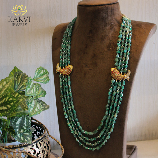 Unforgettable Moments: 22k Gold Necklace with Polki, Emerald, and Ruby