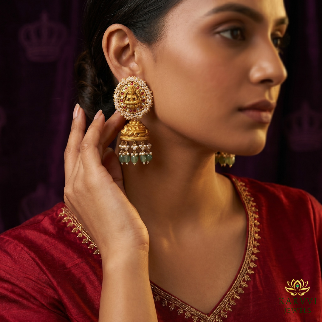 18kt Gold Goddess Lakshmi Earrings