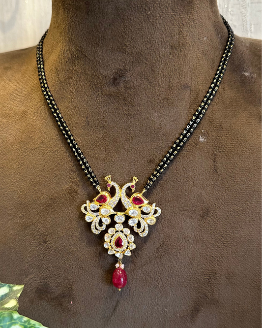 Silver Heartbeat Peacock Necklace