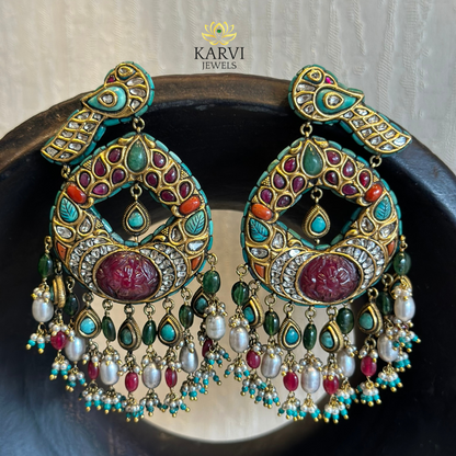 18kt Gold Peacock Earrings