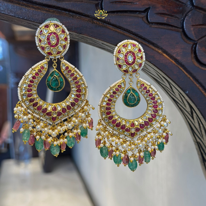 18kt Gold Chandbali Earrings with Polki Diamonds