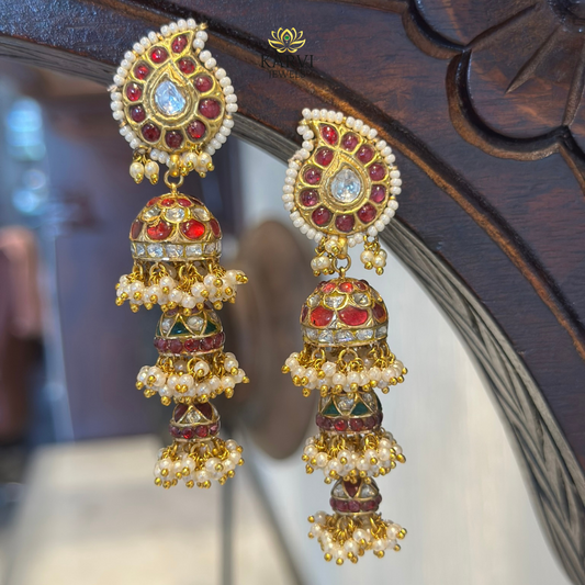 22kt Gold Polki Jhumka Earrings