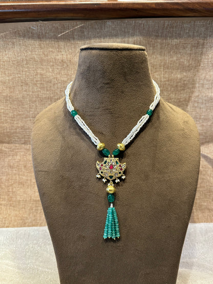Captivating Charm: Gold Polki Partash Pendant