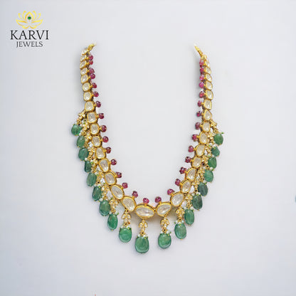 Enchanted Elegance: Gold & Polki Diamond Necklace