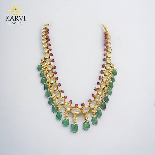 Enchanted Elegance: Gold & Polki Diamond Necklace
