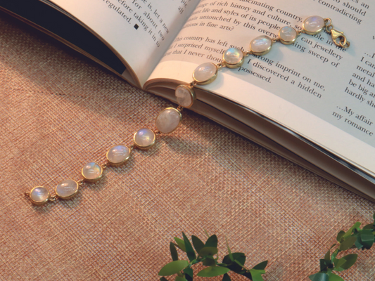 92.5 Silver Gold Plated Opal Gemstone Bracelet