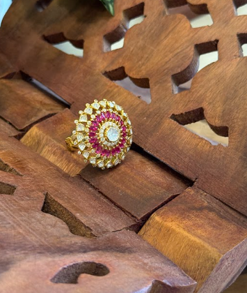 Ruby  Halo Silver Ring