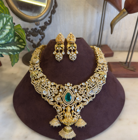 Royal Emerald Peacock Necklace Set